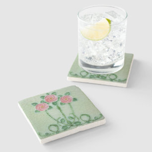 Posavasos De Piedra Cristal crudo Elegante Diseño Art Nouveau