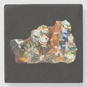 Posavasos De Piedra Cristal de Hematita Arcoíris Mineral Iridescente