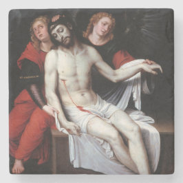 Posavasos De Piedra Cristo muerto apoyado por dos ángeles (Ribalta)