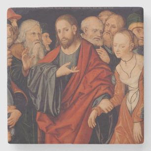 Posavasos De Piedra Cristo y el adulterio admitido mujer