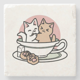 Posavasos De Piedra Cristóbal arrollador en una copa - Tiempo de té ad