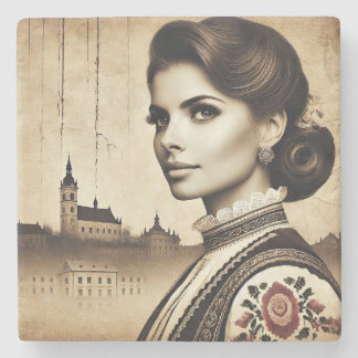 Posavasos De Piedra Croatian Roots with Colorful Motif women