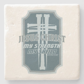 Posavasos De Piedra Cruz de Clavos en Salmo de Escudo 28:7 Diseño de B