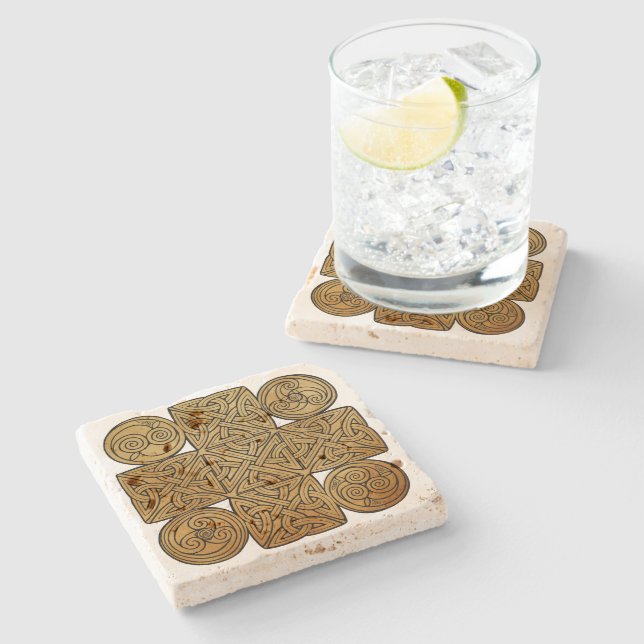 Posavasos De Piedra Cruz de Knotwork Celtic (Lateral)