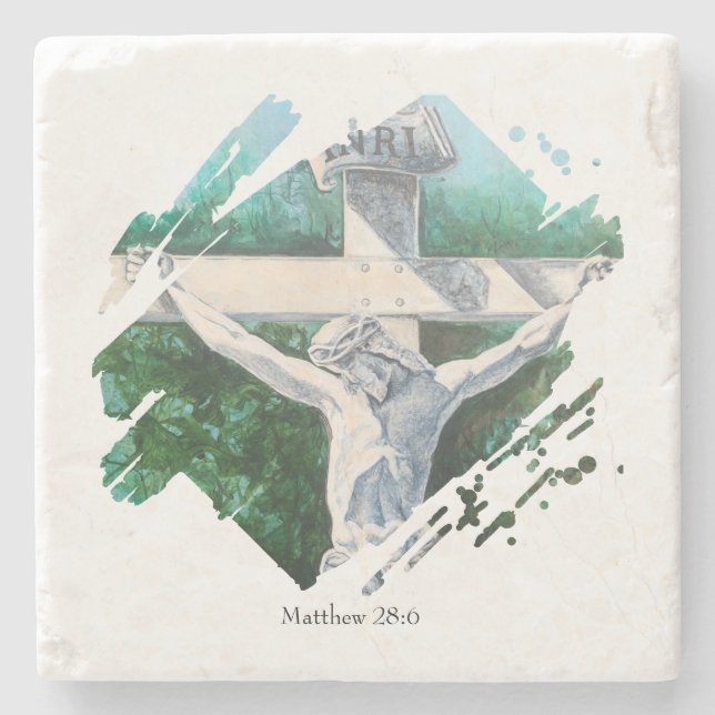 Posavasos De Piedra Cruz de versículo bíblico (Anverso)