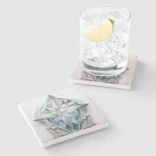 Posavasos De Piedra Cruz decorativa geométrica azul