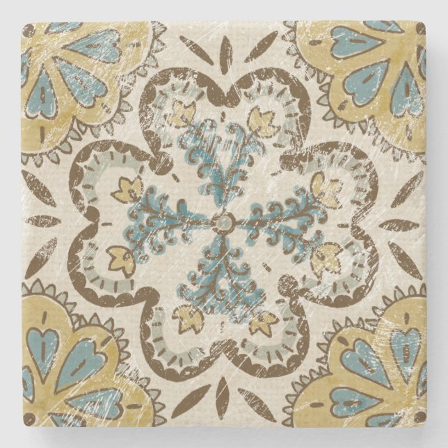 Posavasos De Piedra Cuadrado No-Embellecido II del batik (Anverso)