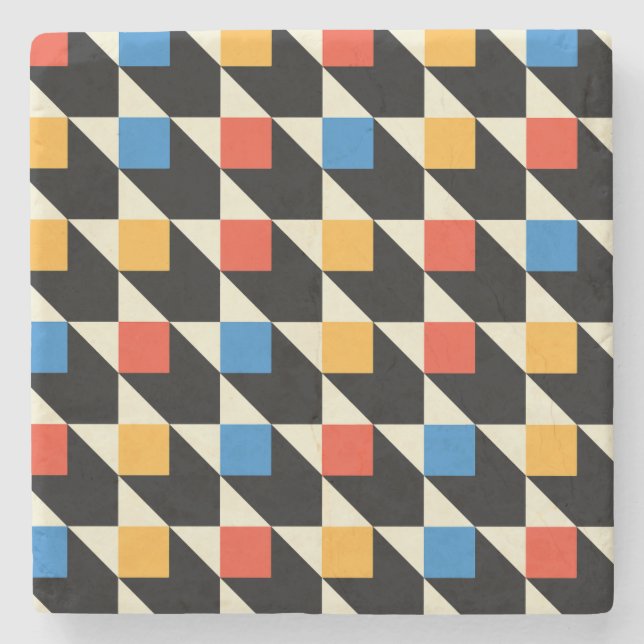 Posavasos De Piedra Cuadrados coloridos (Anverso)