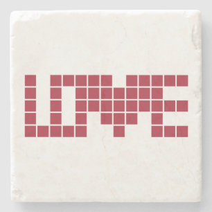Posavasos De Piedra Cuadrados de amor rojos lindos lettres