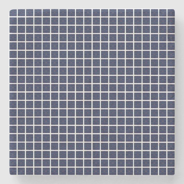 Posavasos De Piedra Cuadrados geométricos azules de piedra (Anverso)