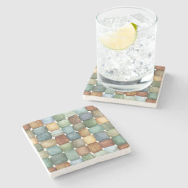 Posavasos De Piedra Cuadrados Verdes Marrón Azules