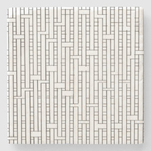 Posavasos De Piedra Cuadrícula Industrial-Blanco Y Negro Minimalista M