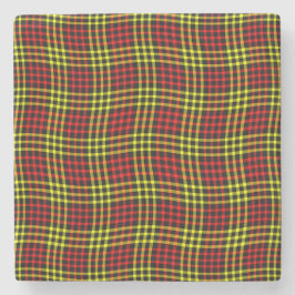 Posavasos De Piedra Cuadro Escocés Rojo Amarillo Patrón Continuo