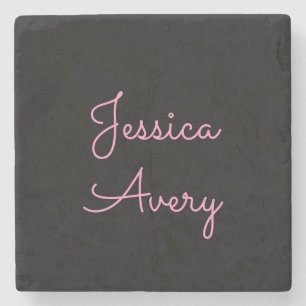 Posavasos De Piedra Cualquier nombre Cool Editable Script rosa en ne
