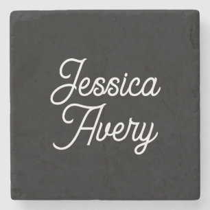 Posavasos De Piedra Cualquier nombre Elegante escritura vintage en b