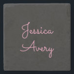 Posavasos De Piedra Cualquier nombre | Guay Editable Pink Script on Bl<br><div class="desc">Su nombre o cualquier otro texto con un estilo de escritura elegante.</div>