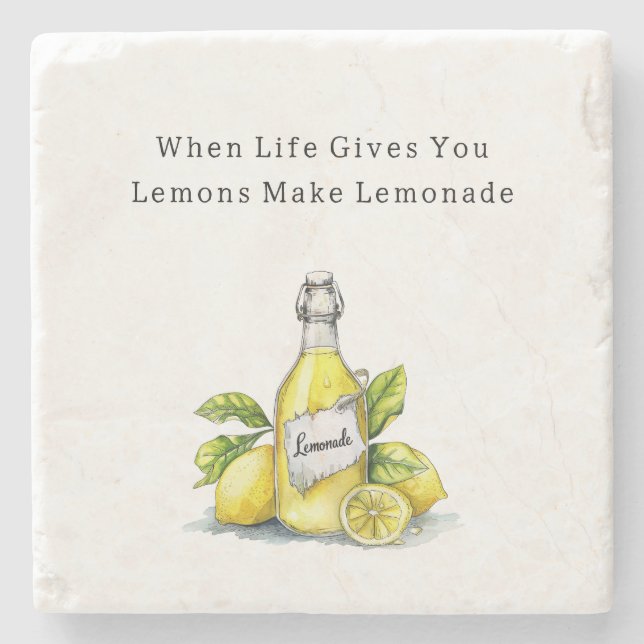Posavasos De Piedra Cuando la Vida te Da Limones Limonada (Anverso)