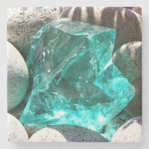 Posavasos De Piedra Cuarzo cristal turquesa roca piedra mineral gris