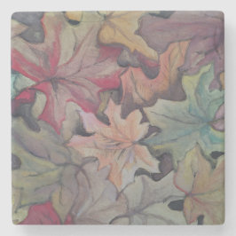 Posavasos De Piedra Cubierta de hojas de otoño