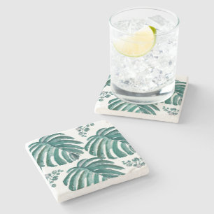 Posavasos De Piedra Cubierta de piedra de mármol de hojas botánicas