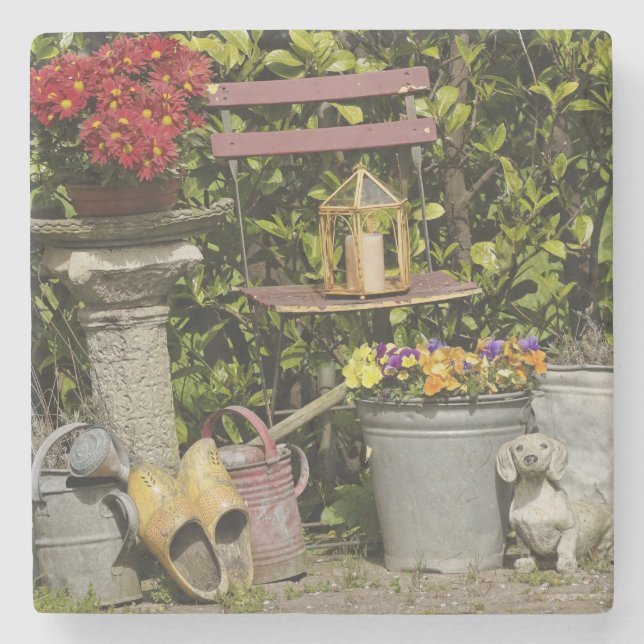 Posavasos De Piedra Cubos, zapatos y flores, Zaanse Schans, (Anverso)