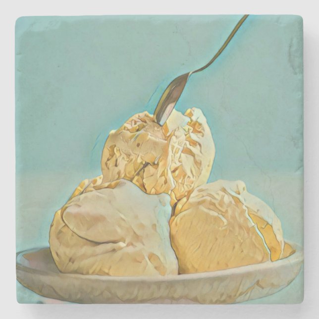 Posavasos De Piedra Cuchara de helado (Anverso)
