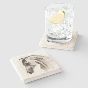Posavasos De Piedra Cuello Ecuestre Elegante Pintura Ecuestre