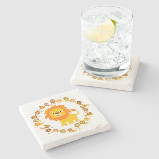 Posavasos De Piedra Cuidada Personalizado Leon Mandala Stone Coaster