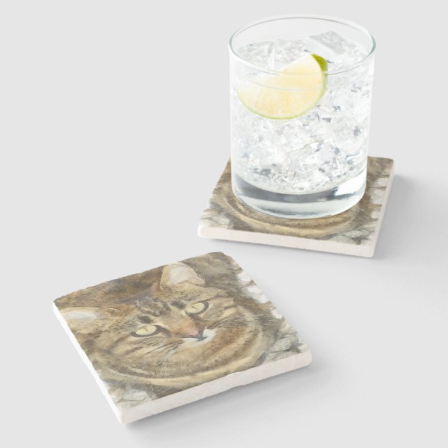 Posavasos De Piedra Cuidada tabla buscando esbozo de lápiz (Lateral)