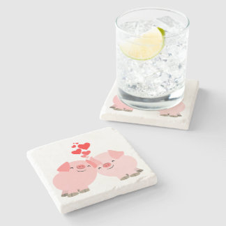 Posavasos De Piedra Cuidados cerdos Personalizados enamorados de la mo