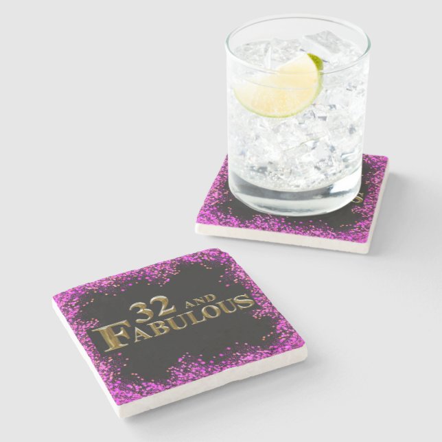 Posavasos De Piedra Cumpleaños 32  (Lateral)