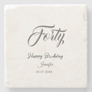 Posavasos De Piedra cumpleaños 40 letra cuadragésima agregar nombre fe