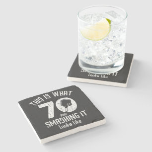 Posavasos De Piedra Cumpleaños 70 Años Amor Pickleball