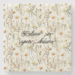 Posavasos De Piedra Cumpleaños de flores de margarita blancas bonitas
