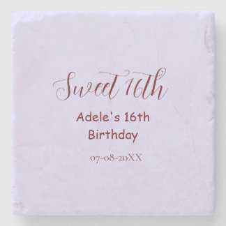 Posavasos De Piedra Cumpleaños dulce 16 nombre retro morado pastel mal