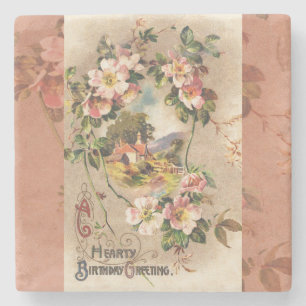 Posavasos De Piedra Cumpleaños Floral Campestre Victoriano de la Décad