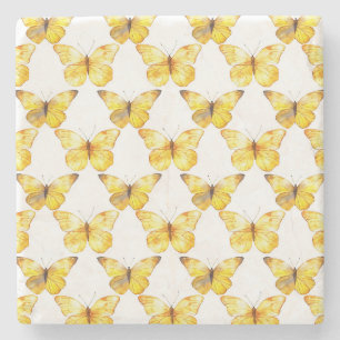 Posavasos De Piedra Cumpleaños Mariposas Amarillas