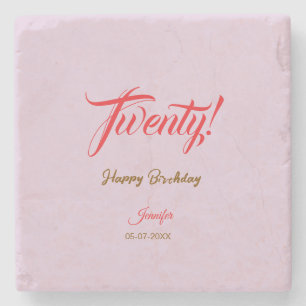 Posavasos De Piedra cumpleaños veinte20 letra agregar nombre fecha año