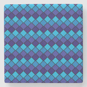 Posavasos De Piedra Custodia cuadrada de diamantes azul y púrpura