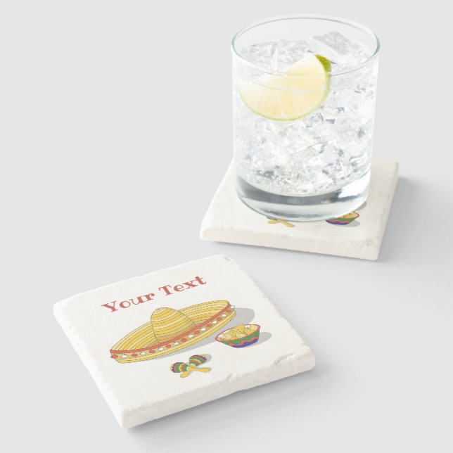 Posavasos De Piedra Custom Mexican Fiesta  (Lateral)