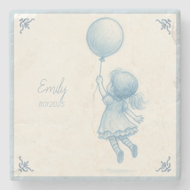 Posavasos De Piedra Custom personalized baby girl name  (Anverso)