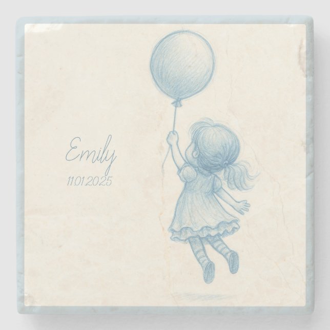 Posavasos De Piedra Custom personalized baby girl name  (Anverso)