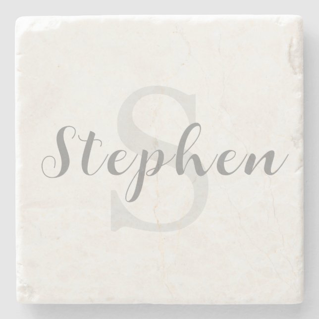 Posavasos De Piedra Custom Personalized Monogram Script Name Drink (Anverso)