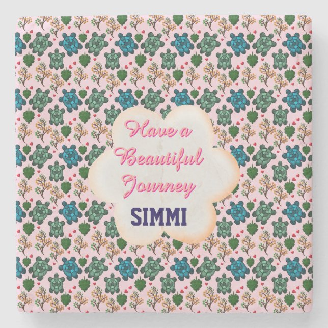 Posavasos De Piedra Custom turtle pattern  (Anverso)