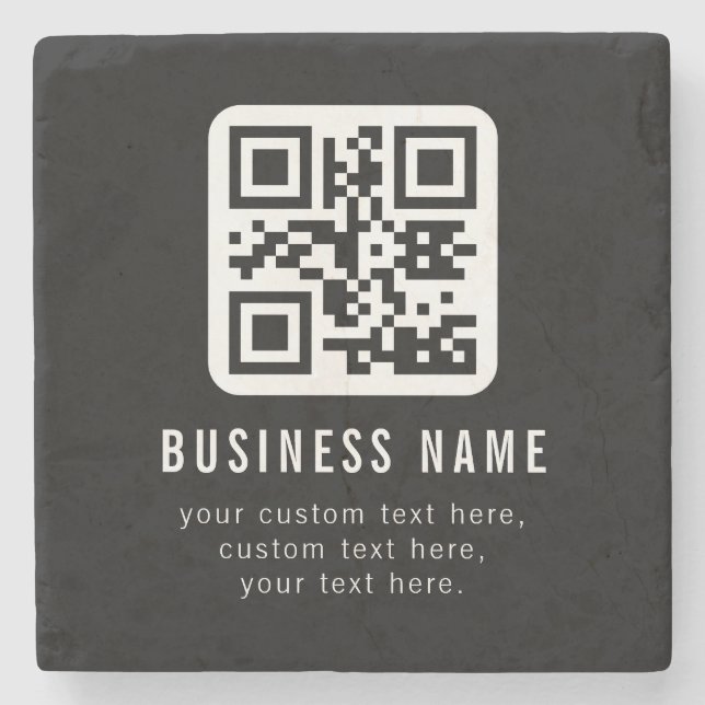 Posavasos De Piedra Customizable QR Code & Editable Text Design (Anverso)