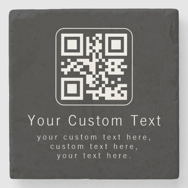 Posavasos De Piedra Customizable QR Code & Editable Text Template (Anverso)
