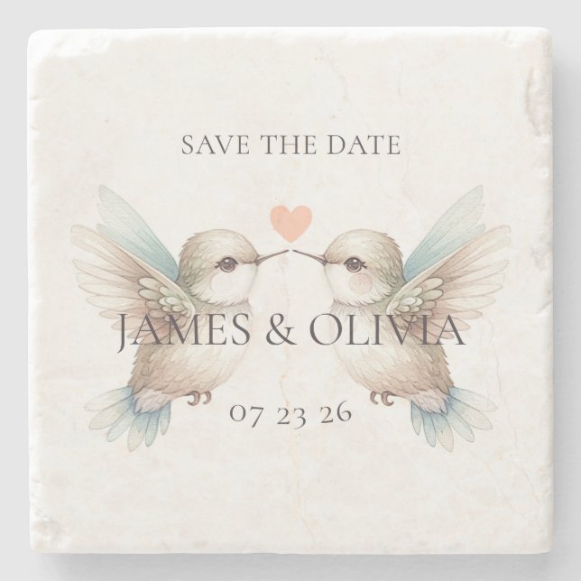 Posavasos De Piedra Cute Adorable Wedding Save the Date Stone Coaster (Anverso)