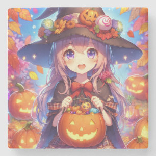Posavasos De Piedra Cute Anime Halloween Witch