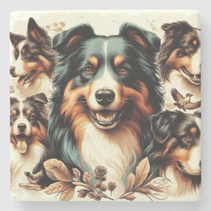 Posavasos De Piedra Cute Australian Shepherd Painting