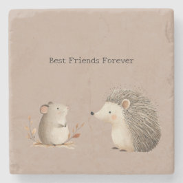 Posavasos De Piedra Cute Brown Cream Hedgehog Mouse